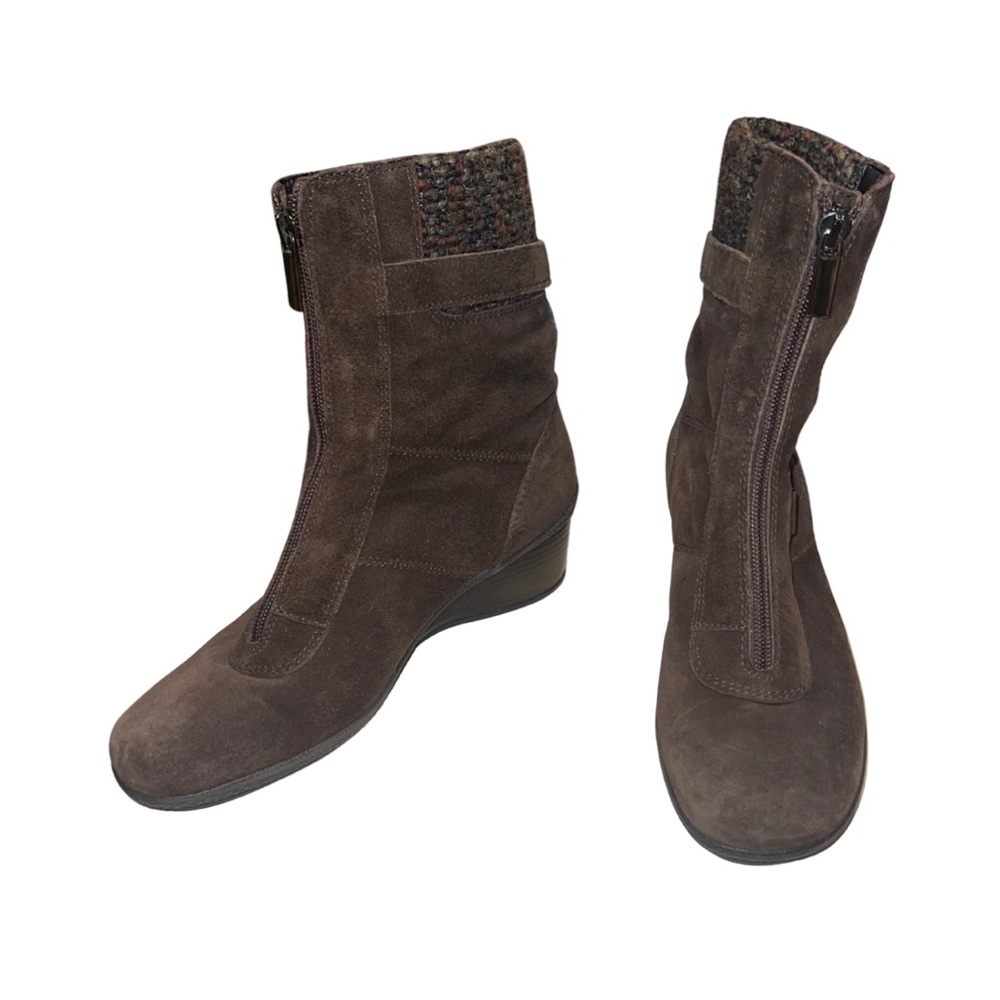 Aquatalia Suede Zip Front Ankle Boots